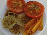 Tomates, carottes et oignons moutardés, au grill-plancha