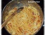 Spaghetti aux tomates fraiches, jambon et boursin