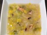 Soupe poireaux-champignons au tapioca