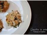 Croquettes de poisson, poireaux et graines