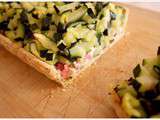 Tarte rectangulaire ricotta, lardons et courgettes