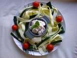 Salade estivale : tagliatelles de courgettes et rillettes de surimis