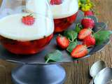 Gelée de fraises et basilic et crème anglaise