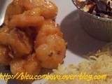 Camarons (grosses crevettes) laqués à l'Orange, Miel et Gingembre