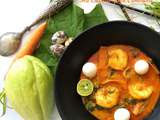 Soupe Thaï de Curry Jaune aux Légumes Péi, Crevettes et Oeufs de Caille