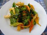 Salade du jardin aux fleurs de courgette, pourpier, carotte lacto fermentée