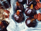 Bouchées de figues confites aux noix de pécan enrobées au chocolat