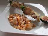 Brochettes de filet de poulet mariné avec figue et poivron aux cocos de Paimpol