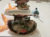 Coquilles st Jacques au poireau champignons mascarpone, idée menu de la mer