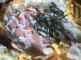 Saumon aux herbes en croûte de meringue salée
