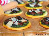 Mini-Pizzas Apéritives au Pesto d'Epinards & Saveurs d'Italie