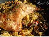 Cuisse de dinde rôtie à l’embeurrée de chou