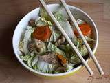 Wok de porc caramélisé au chou chinois