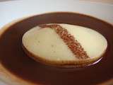 Curiosite, mon dessert pour le defi chocolat - ravioli de chocolat blanc sur soupe de chocolat chaud