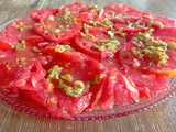 Carpaccio de tomates coeur de boeuf / gingembre / cébette #Simple#Ottolenghi