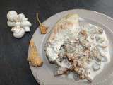 Cuisses de lapin à la crème et aux champignons ( champignons de Paris et girolles )