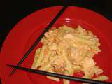 One pot pasta aux saveurs asiatiques (lait de coco, pâte de curry, saumon, crevettes)