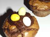 Mini-brownies au chocolat cœur praliné de Pâques