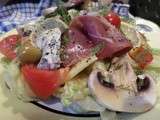 D'été : Salade fraîche de Jambon de Bayonne, Bleu d'Auvergne, Ananas