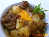 Poêlée de foies de poulet, aux oeufs et aux pommes de terre