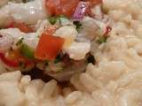Ceviche de mérou et cabillaud à l’orange et aux piments sur risotto au romarin : pour l’amour des seins