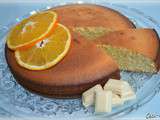 Gâteau à l'orange, au chocolat blanc et amandes