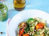 Pappardelle aux légumes grillées au four et pesto roquette basilic
