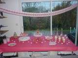 Sweet table rose pour un goûter d'anniversaire de princesses