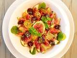Figues, raison, en salade au coeur de burrata ou stracciatella de Cyril Lignac dans Tous en cuisine, 2eme édition