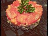 Pavé de saumon au tartare de tomates à la confiture d'oranges