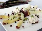 Entrée froide : Asperges au magret de canard fumé & sa chantilly de magret