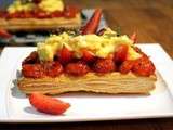 Tarte fine aux oeufs brouillés, fraises & tomates confites