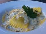 Raviolis au chicons (endives) rouges et sauce gorgonzola