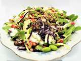 Salade Automnale au Chèvre frais, Chou rouge, Grenade et Noix de Pécan caramélisées (ig bas)