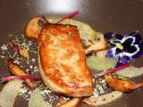 Noël de Marc – Foie gras à la plancha, poires citronneés et champignons shitake