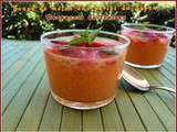 Soupe de melon aux perles du Japon et carpaccio de fraises