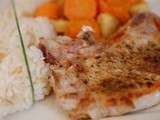 Côte de porc façon asiatique et riz à sushi chaud
