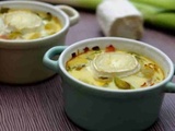 Flan de poireau garni de bacon et fromage de chèvre