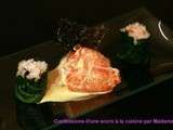 Maki de homard, mayonnaise à la citronnelle et chips nori