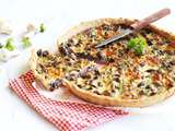 Quiche with mushrooms, ham and parsley