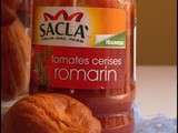Madelaines salées à la sauce aux tomates cerises et au romarin (Saclà)