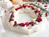 Pavlova couronne de Noël vegan aux cranberries, grenade et poire - Battle Food #47