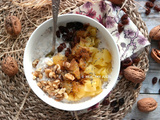Bowl de yaourt aux pommes et raisins secs (sans sucre ajouté)