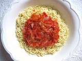 Pâtes sauce aigre-douce aux poivrons rouges