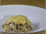 Gratin de courgettes, riz et viande