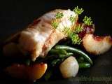 Lotte sur son lit de haricots verts et son chutney de nectarines... Petit plat sur le pouce