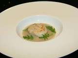 Noix de saint Jacques sur son velouté de topinambours...Le pèlerin et son ami oublié