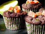 Muffins au chocolat, a la papaye confite & zeste de citron vert