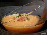 Soupe froide de melon au gingembre confit & jambon de serrano