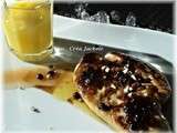Foie gras poêlé, coulis de mangue et perles de vinaigre balsamique